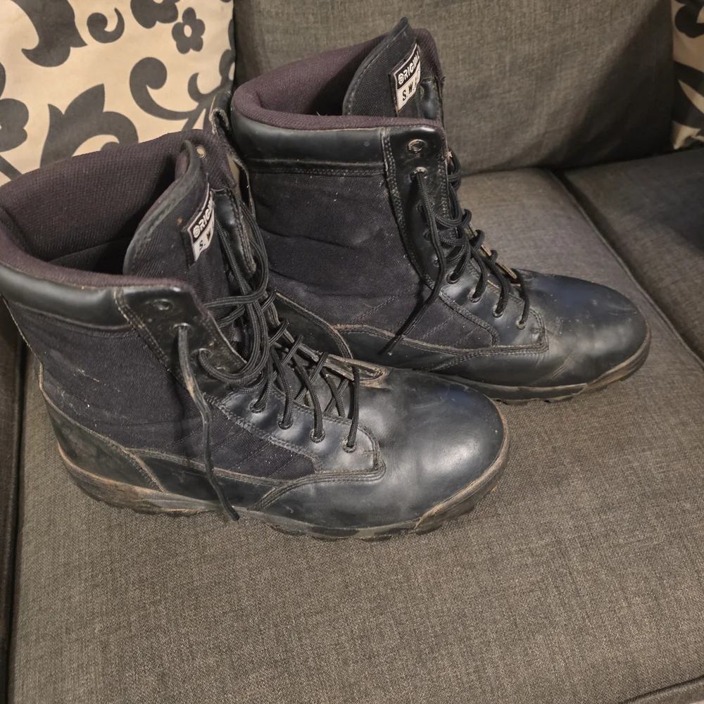Men's Black Leather Duty Boots
